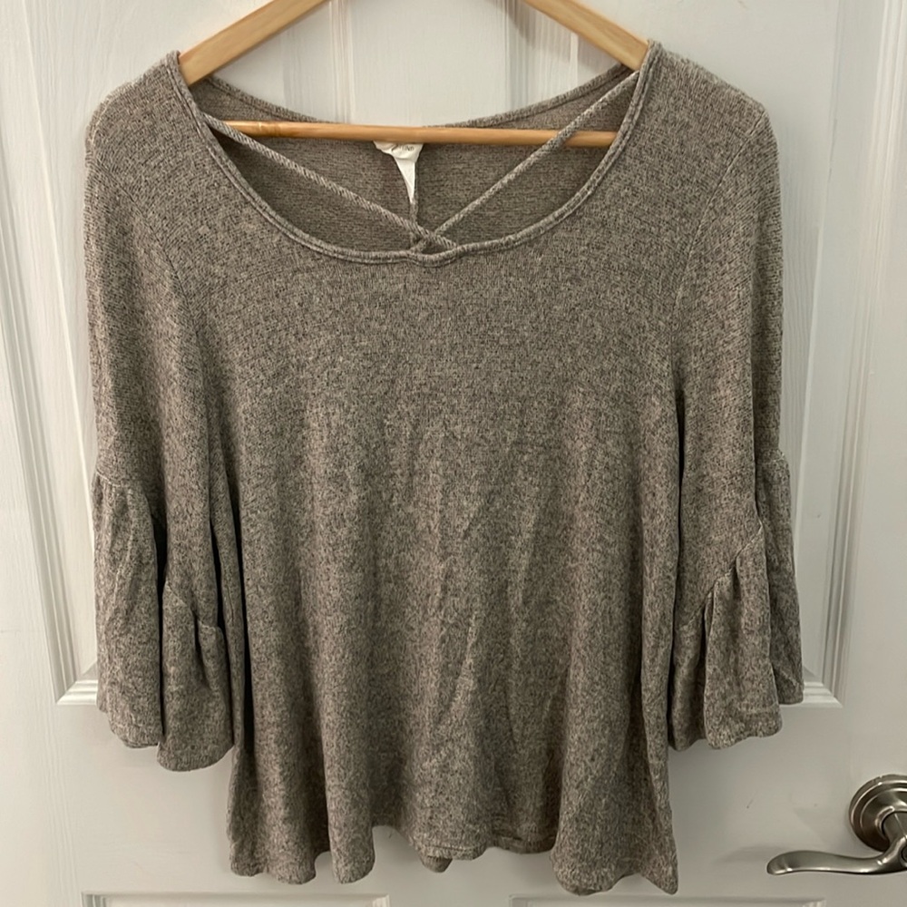 Caution to the Wind Lightweight Soft knit Heather Beige Sweater Top